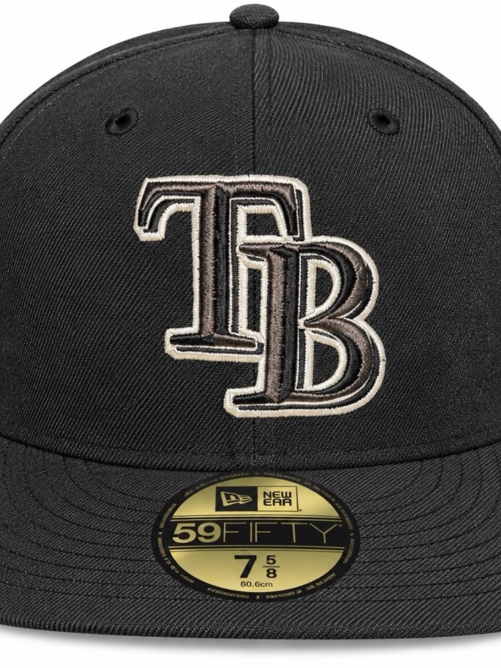 New Era Black Tampa Bay TB Embroidered 59FIFTY Fitted Cap 7  5/8